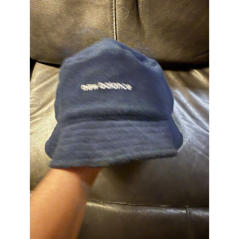 New Balance Terry Bucket Hat Navy Blue Embroidered Logo Cotton Blend LAH21108